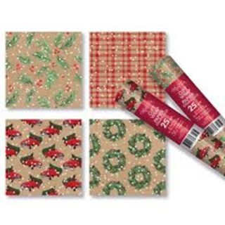Papel de Regalo Kraft Navideño Diseños Surtidos