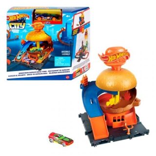 PISTA DE HOT WHEELS CITY AUTOSERVICIO HAMBURGUESA
