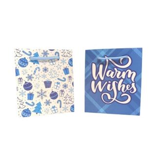 Bolsa de Regalo Navideña Azul 13 x 15 cm