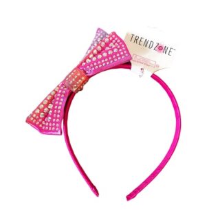 DIADEMA DE COLOR ROSADO CON MOÑA 15 CM