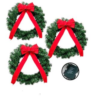 Set de 3 Coronas Navideñas con Luces 35 cm Diámetro