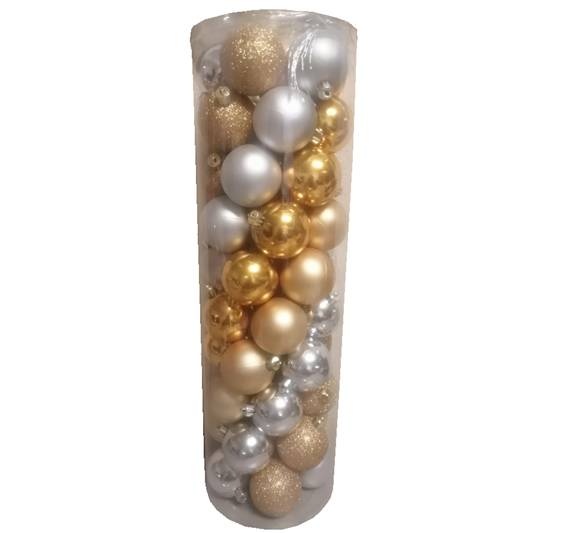 Set de 50 Esferas Navideñas Doradas y Plateadas de 6 cm