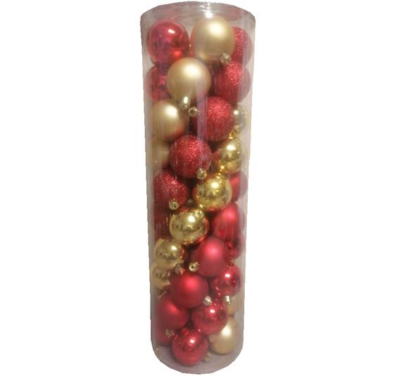 Set de 50 Esferas Navideñas Doradas y Rojas de 6 cm