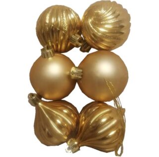 Set de 6 Esferas Navideñas Doradas de 6 cm
