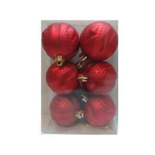Set de 6 Esferas Navideñas Rojas de 6 cm