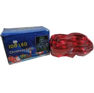 Luces Navideñas LED con Listón Rojo de 7 m - 100 luces