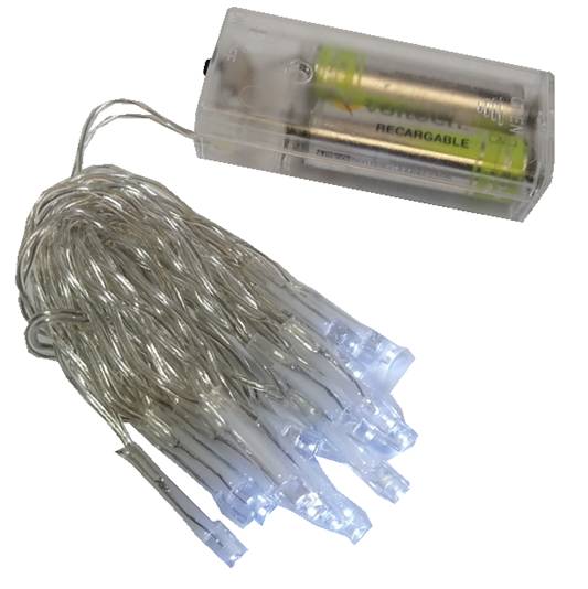 Serie de 20 Luces LED Blancas con Baterías
