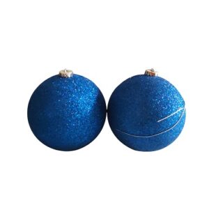 Esferas Navideñas Azules con Brillantina 2 Piezas 15 cm