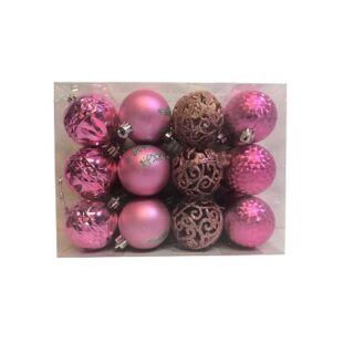 Set de 24 Esferas Navideñas 6 cm Fucsias