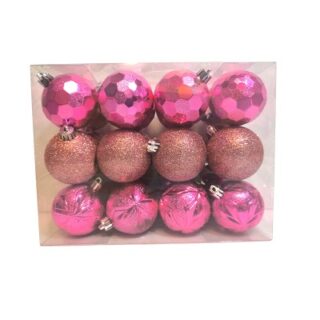 Set de 24 Esferas Navideñas 6 cm Fucsias
