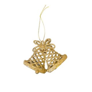 Campanas Navideñas Doradas con Puntos Brillantes 8 cm
