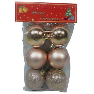 Set de Esferas Navideñas 6 Piezas 6 cm Dorada