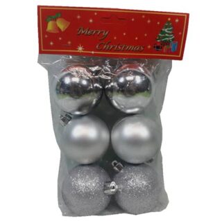 Set de Esferas Navideñas 6 Piezas Plateada