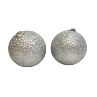 Set de 2 Esferas Navideñas 15 cm Plateado Brillantina