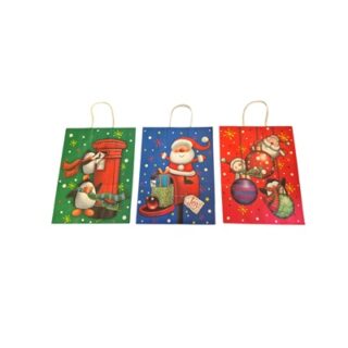 Bolsa de Regalo Navideña de Papel Kraft 25 x 18 cm