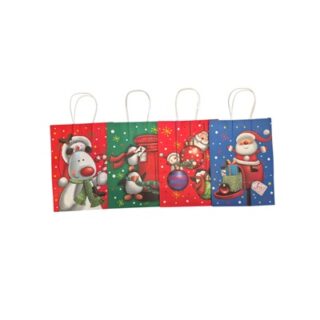 Bolsa de Regalo Navideña de Papel Kraft 33 x 25 cm