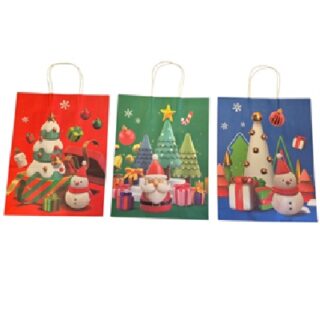 Bolsa de Regalo Navideña de Papel Kraft 25 x 18 cm