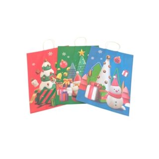 Bolsa de Regalo Navideña de Papel Kraft 33 x 25 cm