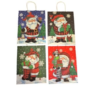 Bolsa de Regalo Navideña de Papel Kraft 25 x 33 cm