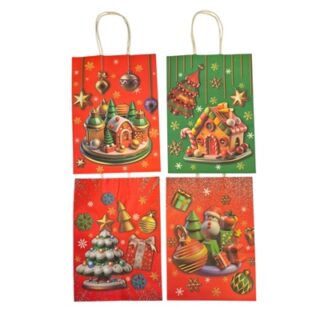 Bolsa de Regalo Navideña de Papel Kraft 21 x 15 cm