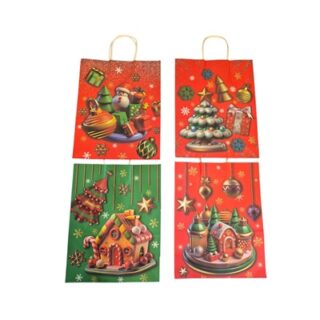 Bolsa de Regalo Navideña de Papel Kraft 25 x 18 cm