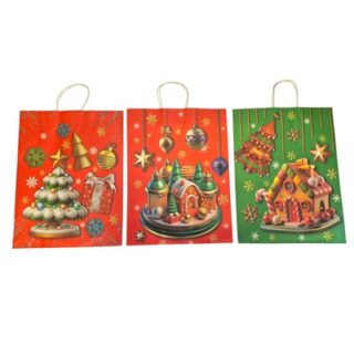 Bolsa de Regalo Navideña de Papel Kraft 33 x 25 cm