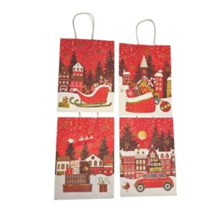 Bolsa de Regalo Navideña de Papel Kraft 25 x 18 cm