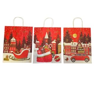 Bolsa de Regalo Navideña de Papel Kraft 33 x 26 cm