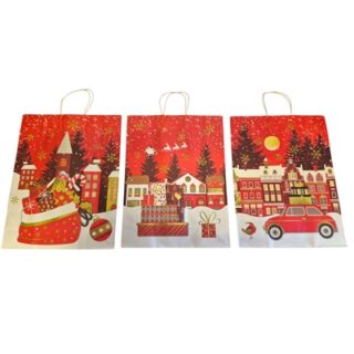 Bolsa de Regalo Navideña de Papel Kraft 30 x 41.5 cm