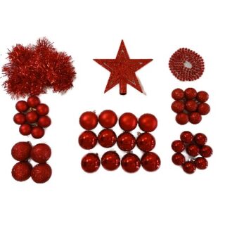Set de Adornos Navideños 68 Piezas Rojo