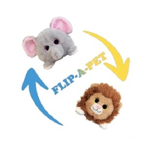 PELUCHE REVERSIBLE ANIMALES 2 EN 1 ELEFANTE Y LEON 10CM
