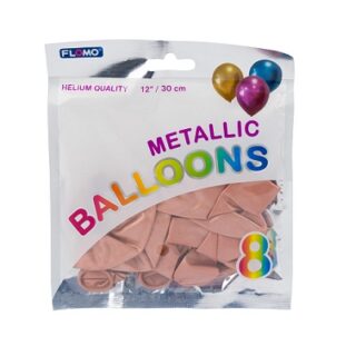 GLOBOS ROSA ORO METALICO 8 PC