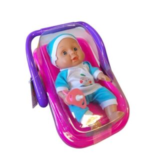 MUÑECA DE PLASTICO CON CUNA 26 CM