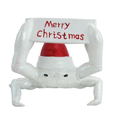 Cangrejo Blanco con Sombrero Navideño 15 x 11 cm