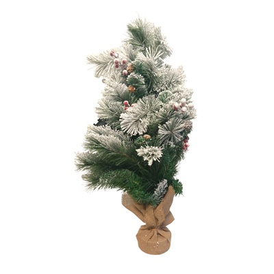 Árbol de Navidad Nevado con Luces LED y Agujas de Pino 90 cm