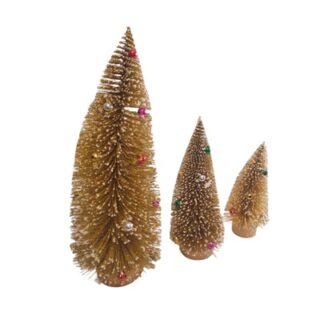 Set de 3 Árboles Navideños Decorativos Dorados
