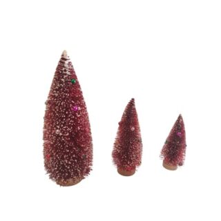 Set de 3 Árboles Navideños Decorativos Rojos