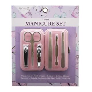 SET DE MANICURA 6 PIEZAS CON ESTUCHE DE VIAJE EN ROSA