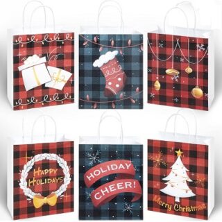 Bolsa de Regalo Navideña con Diseños Surtidos de 18 x 23 cm
