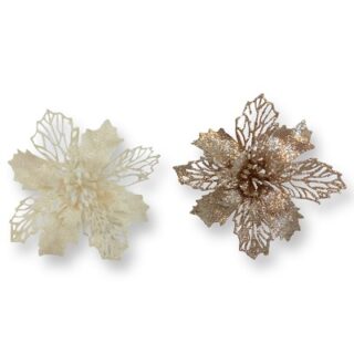 Flor Navideña con Pinza 15 cm