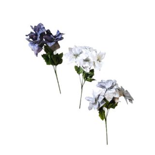 Ramo de Flores de Pascua Navideñas de Terciopelo 32 cm