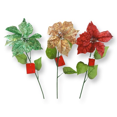 Flor Navideña con Brillantina 68 cm
