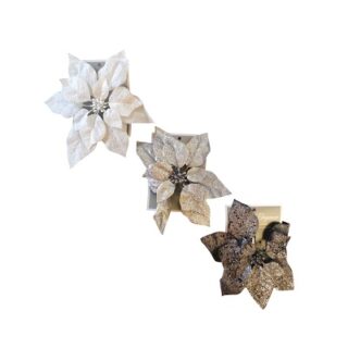 Flor Navideña Decorativa con Clip Estilos Surtidos