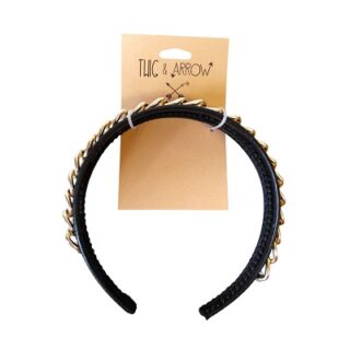 DIADEMA DE CUERO COLOR NEGRO 15 CM