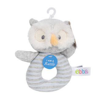 PELUCHE CON SONAJA 15 CM BUHO