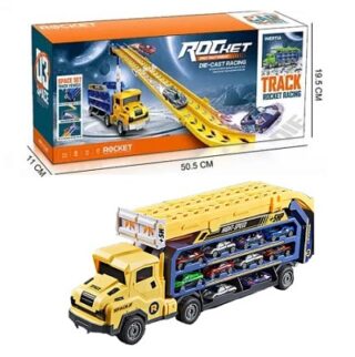 CAMION PISTA 50 CM DE LARGO -CON 6 VEHICULOS -