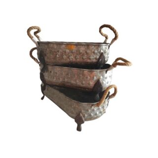 JARDINERIAS DE METAL CON AGARRADERA 3 PC