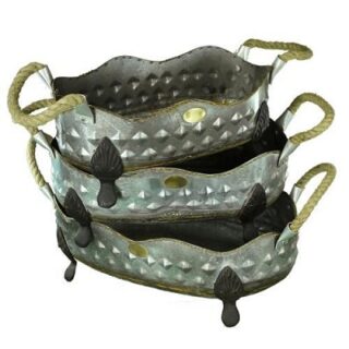 JARDINERIAS DE METAL CON AGARRADERA 3 PC