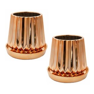 JUEGO DE MACETAS SUCULENTAS 2 PC DORADAS