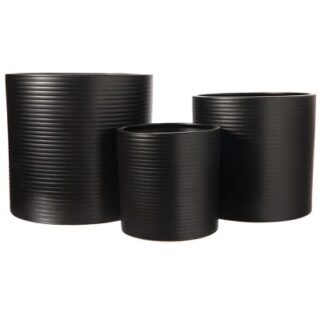 SET DE MACETAS NEGRAS DE CERAMICA 3 PC